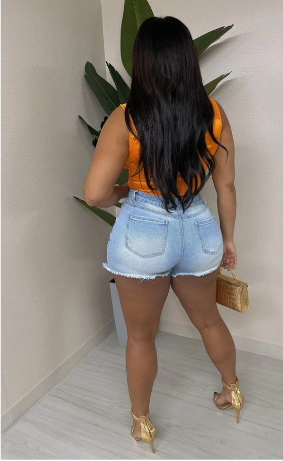 Distressed Denim Shorts