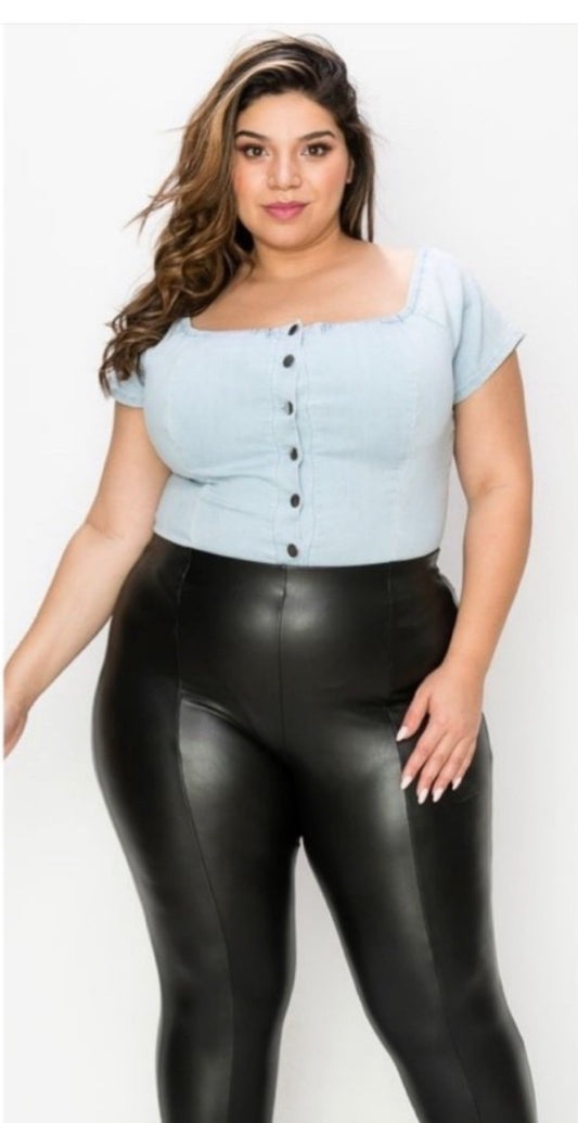 Faux leather Pants(Plus)
