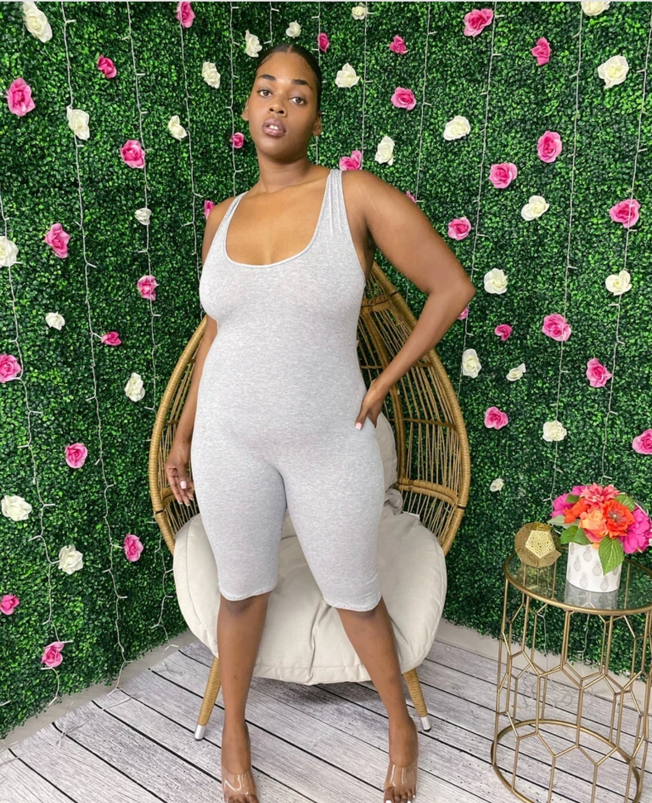 Solid Stretch Romper (Plus)