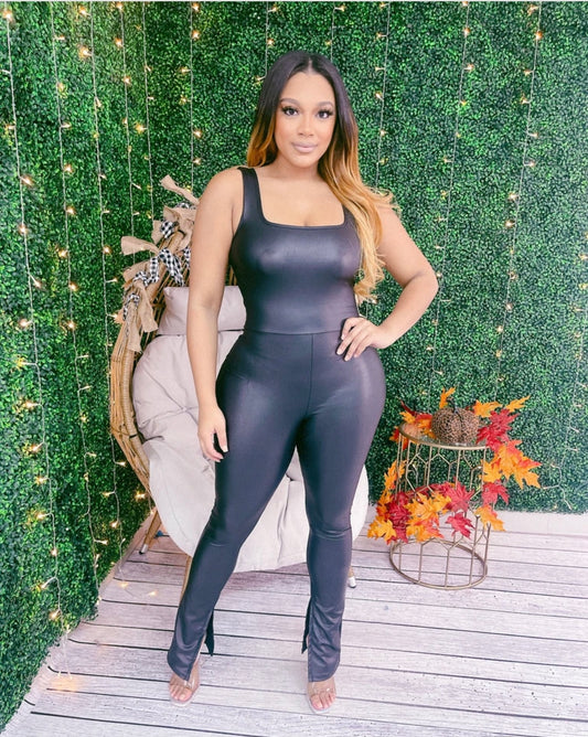 Faux Leather Life Jumpsuit
