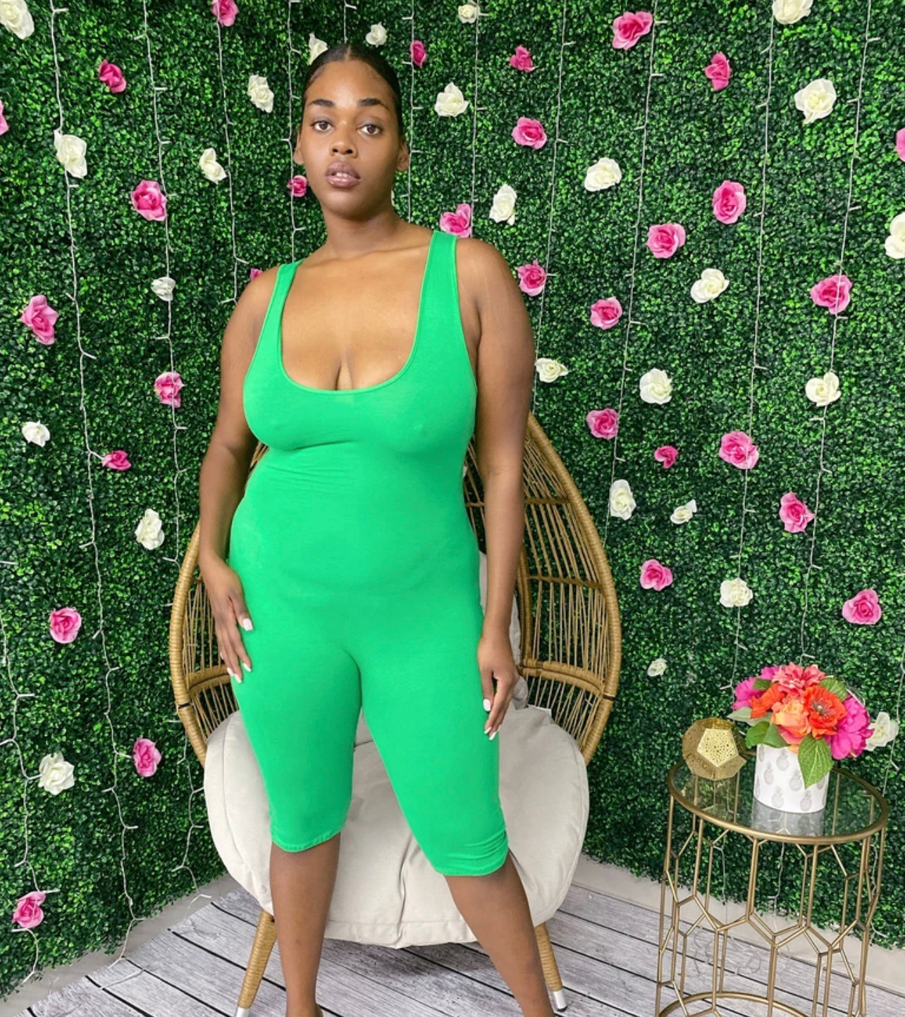 Solid Stretch Romper (Plus)