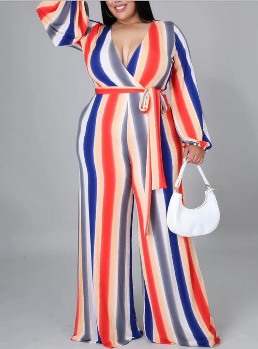 Vertical Lines Romper (Plus Size)