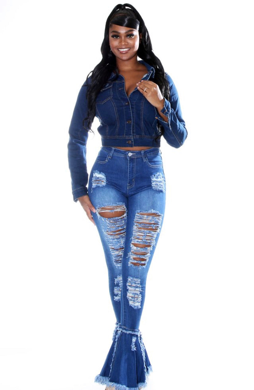 Denim Daze Distressed Crop Jacket