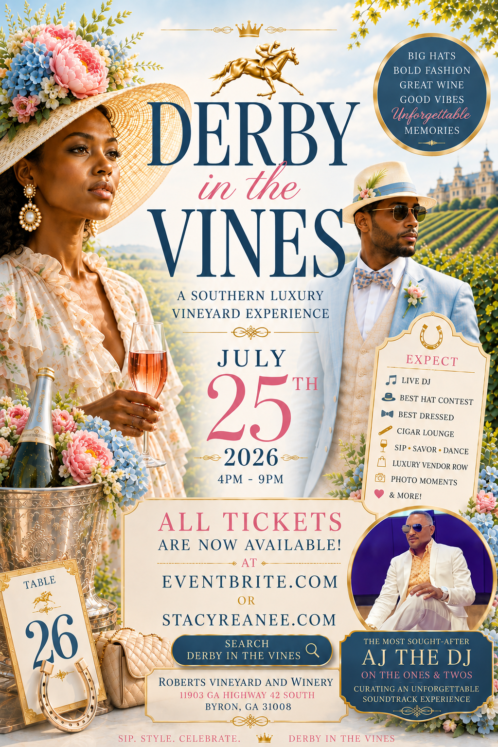 Derby In The Vines: A Southern Luxury Vineyard Experience- (Roberts Vineyard and Winery) Byron, Ga