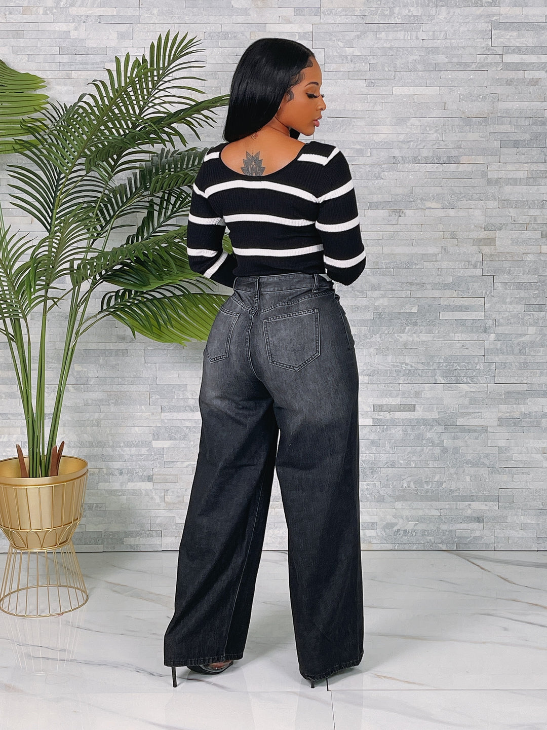 City-Chic Wide Leg Pants (black)
