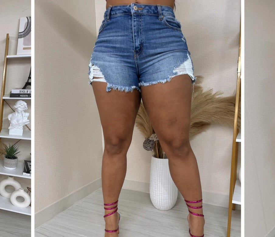 Distressed Denim Shorts