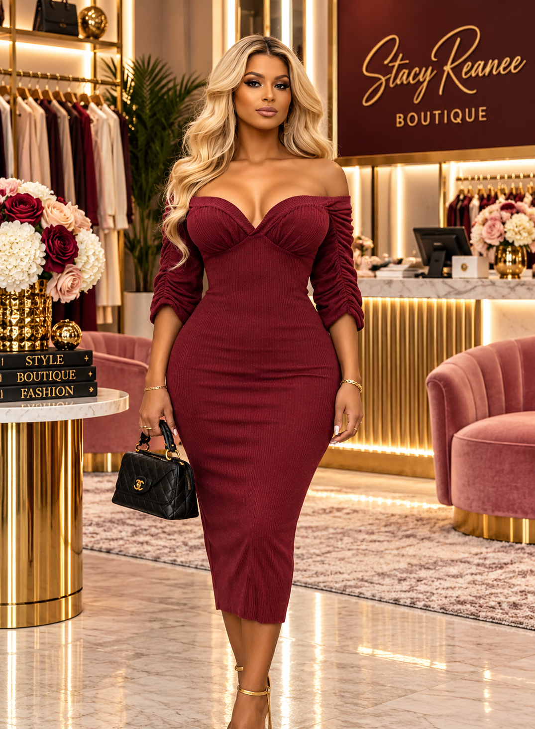 Midnight Authority Dress (Wine)