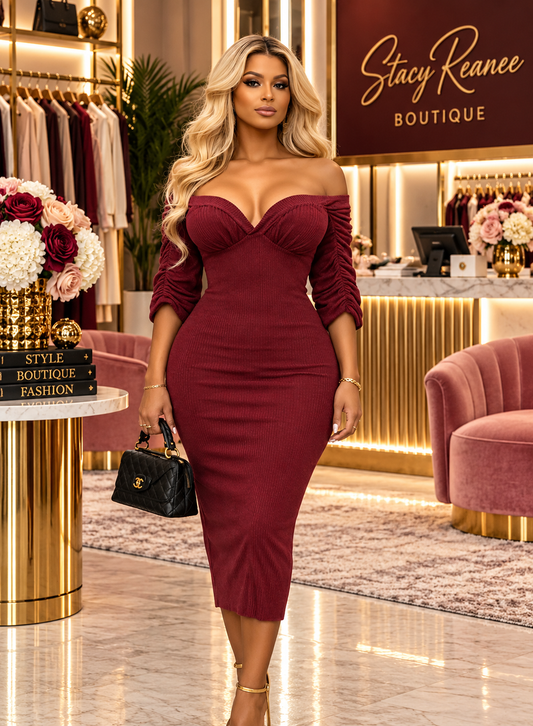 Midnight Authority Dress (Wine)