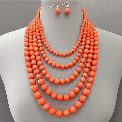 3 or 5 Layer Bead Ball Necklace Set