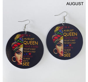 Birth Month Wooden Earrings