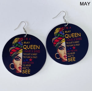 Birth Month Wooden Earrings