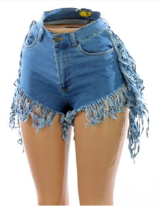 Damsel in Distress denim fringe shorts *SALE*