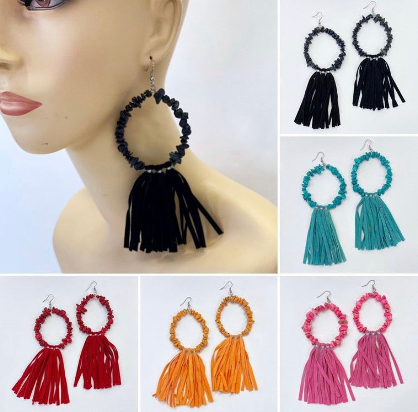 Pebbles& Fringe Earrings