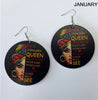 Birth Month Wooden Earrings