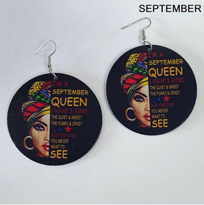 Birth Month Wooden Earrings
